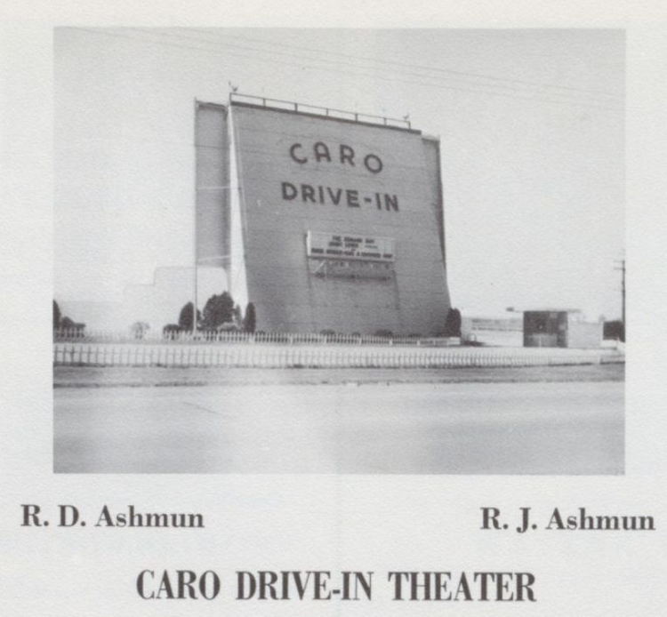 Caro Drive-In Theatre - Old High School Yearbook Ad For Ashmun